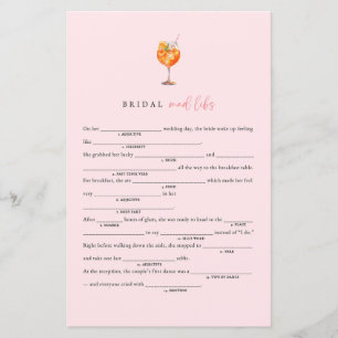 Love At First Spritz Bridal Shower Mad Libs Game