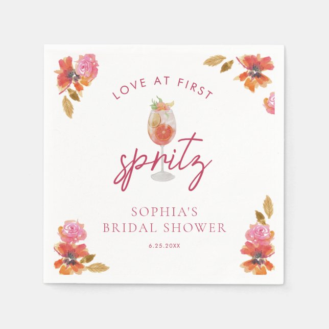 Love at First Spritz Bridal Shower  Napkin (Front)
