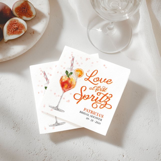 Love at First Spritz Bridal Shower Napkin (Creator Uploaded)