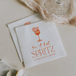 Love at First Spritz Bridal Shower  Napkin<br><div class="desc">Add a pop of personality to your bridal shower bar with this custom Love at First Spritz cocktail napkin. Designed with soft peach stripes, a whimsical Aperol spritz illustration, and retro wavy borders, it’s perfect for spritz stations, signature cocktails, or summer bridal brunches. Personalise with the guest of honour’s name...</div>