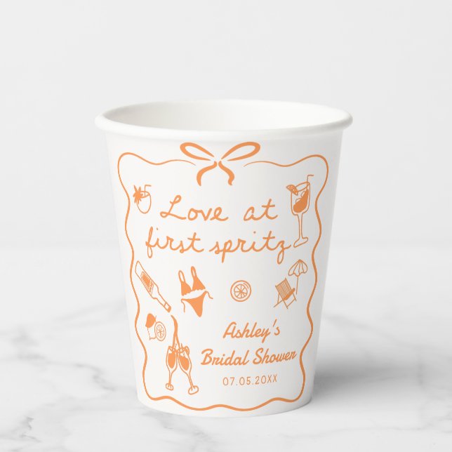 Love at First Spritz Bridal Shower Paper Cups (Front)