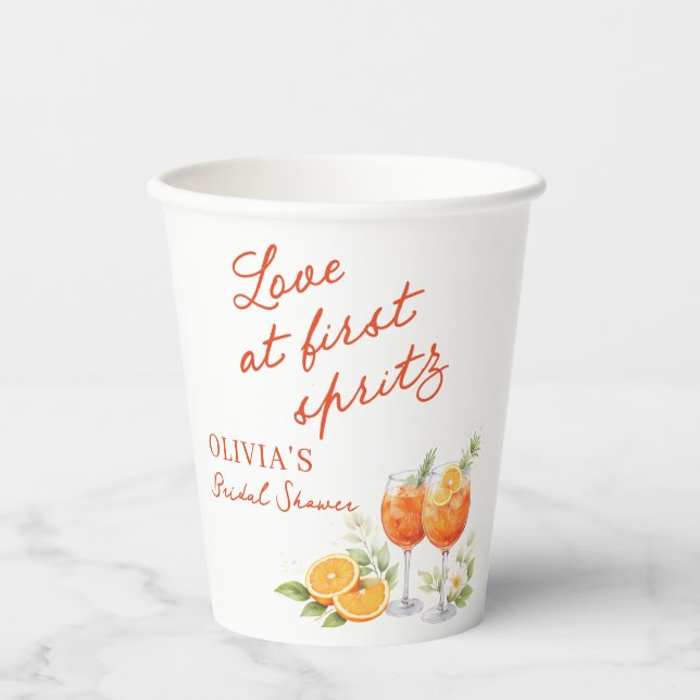Love At First Spritz Bridal Shower Paper Cups (Front)