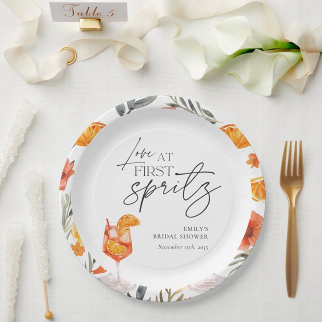 Love at First Spritz Bridal Shower Paper Plate (Wedding)