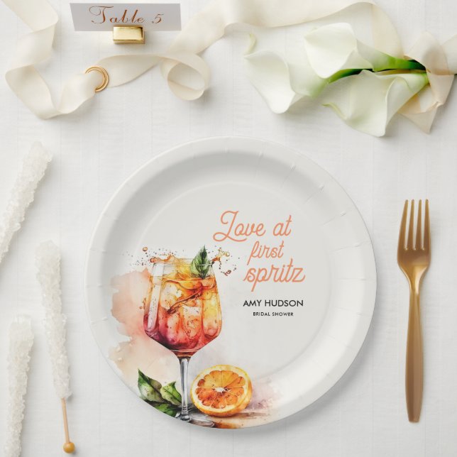 Love at First Spritz Bridal Shower Paper Plate (Wedding)