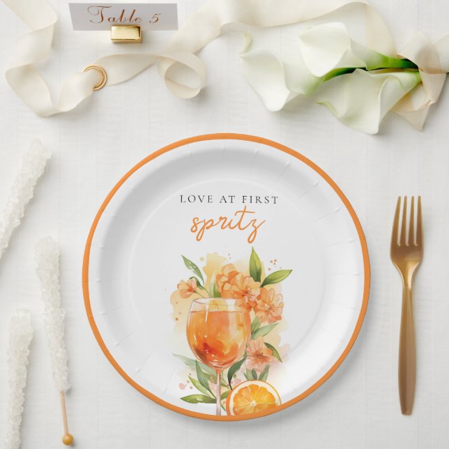 Love at First Spritz Bridal Shower Paper Plate (Wedding)