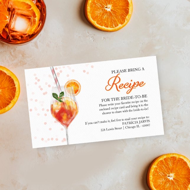 Love at First Spritz Bridal Shower Recipe Request Enclosure Card (Creator Uploaded)