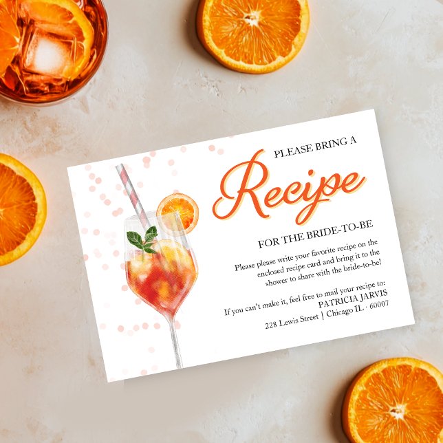 Love at First Spritz Bridal Shower Recipe Request Invitation (Creator Uploaded)
