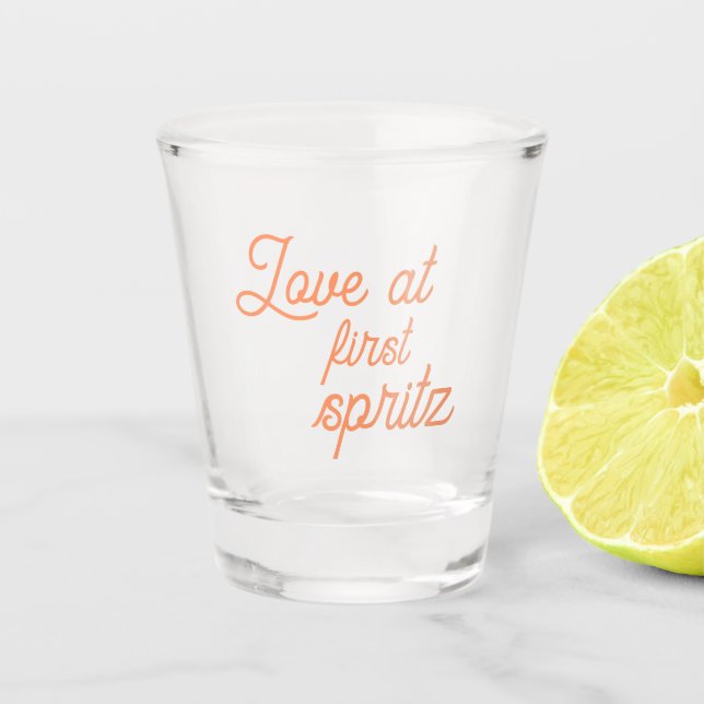 Love at First Spritz Bridal Shower Shot Glass (Front)