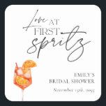 Love at First Spritz Bridal Shower Square Sticker<br><div class="desc">Love at First Spritz Bridal Shower Square Sticker</div>