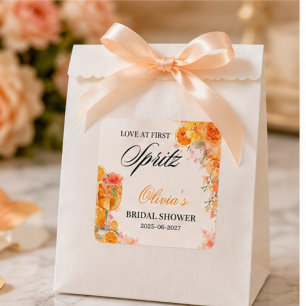 Love at First Spritz Bridal Shower Square Sticker