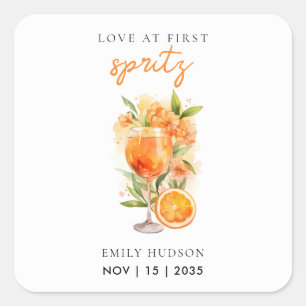 Love at First Spritz Bridal Shower Square Sticker