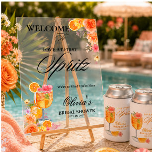 Love at First Spritz Bridal Shower Welcome Acrylic Sign
