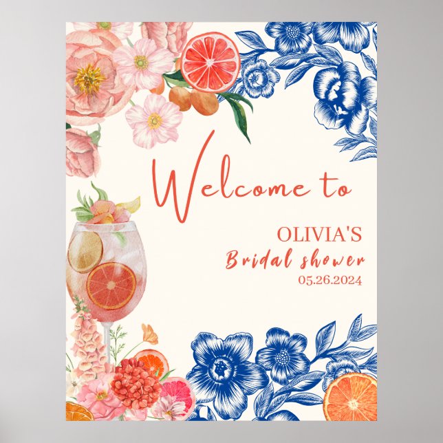 Love at first spritz bridal shower welcome sign (Front)