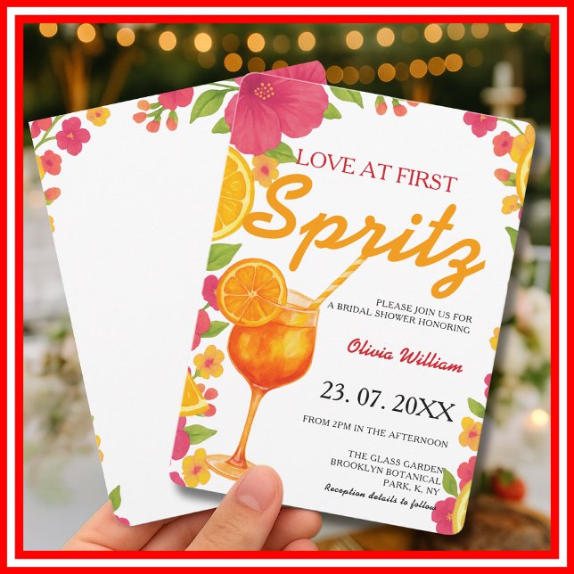 Love at First Spritz Citrus Orange Bridal Shower Invitation (Creator Uploaded)