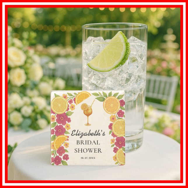 Love at First Spritz Citrus Orange Bridal Shower Stone Coaster (Creator Uploaded)