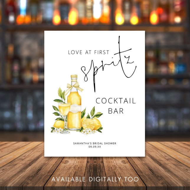 Love at First Spritz Cocktail Bar Bridal Shower Poster (Creator Uploaded)