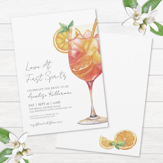 Love At First Spritz Cocktail Bridal Shower Invitation (Love At First Spritz Cocktail Bridal Shower Invitation)