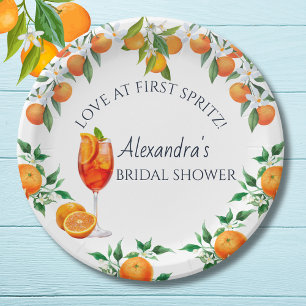Love at First Spritz Cocktail Bridal Shower  Paper Plate