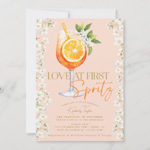 Love At First Spritz Elegant Floral Bridal Shower Invitation