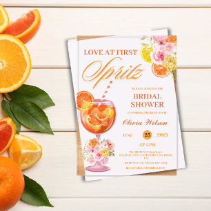 Love at First Spritz Floral Cocktail Bridal Shower Acrylic Invitations