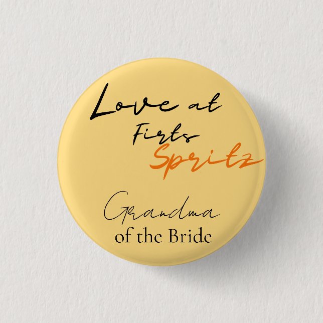 Love At First Spritz Grandma Bridal Shower 3 Cm Round Badge (Front)