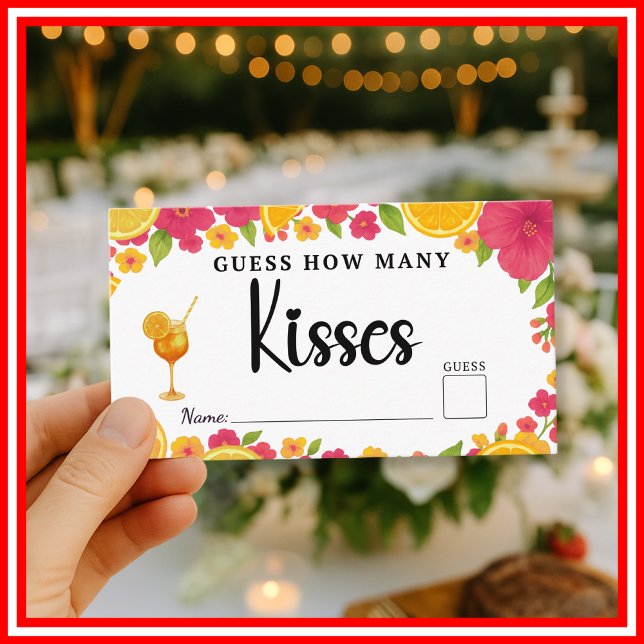 Love at First Spritz Guess How Many Kisses Bridal Enclosure Card (Creator Uploaded)