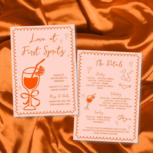 Love At First Spritz Hand Drawn Bachelorette Invitation (Love At First Spritz Hand Drawn Bachelorette Invitation)