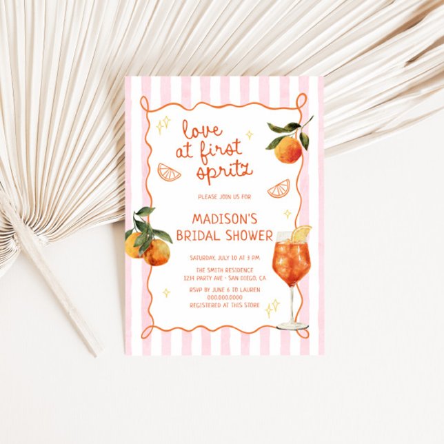 Love At First Spritz Hand Drawn Bridal Shower Invitation (Creator Uploaded)