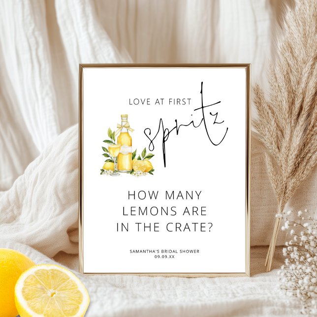 Love at First Spritz How Many Lemons Bridal Shower Poster (Creator Uploaded)