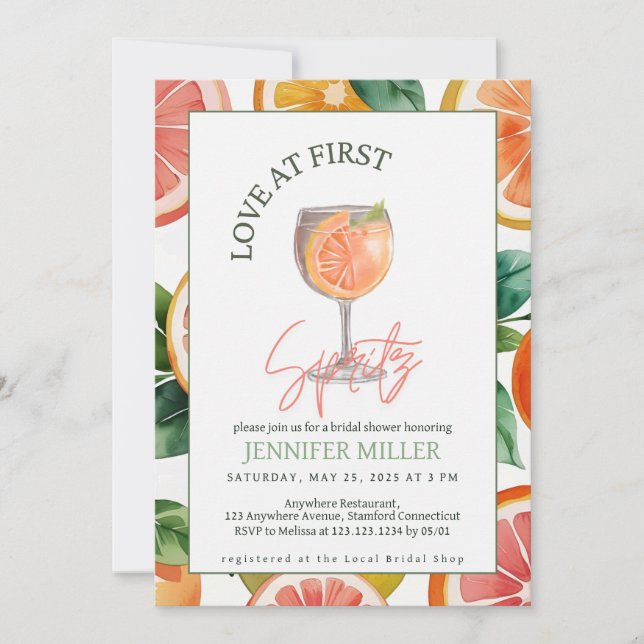 Love at First Spritz Invitation (Front)