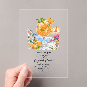 Love at First Spritz Melon Spritz Bachelorette Acrylic Invitations