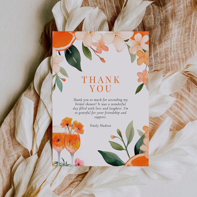 Love at First Spritz Modern Bridal Shower Thank You Card (Creator Uploaded)