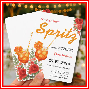 Love at First Spritz   Modern Citrus Bridal Shower Invitation