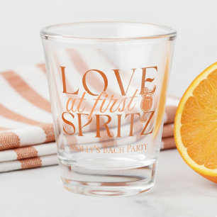 Love at First Spritz Modern Orange Bachelorette Shot Glass