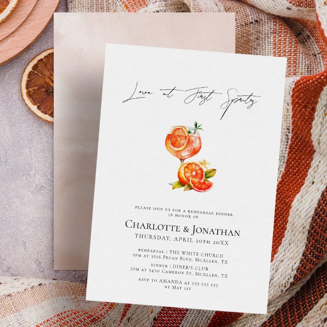 Love at First Spritz Modern Rehearsal Dinner Invitation (Creator Uploaded)
