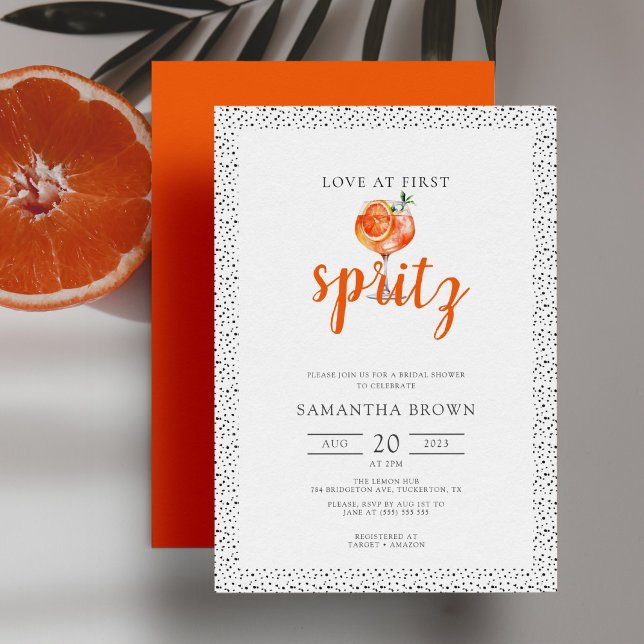 Love at First Spritz Modern Tropical Bridal Shower Invitation (Creator Uploaded)