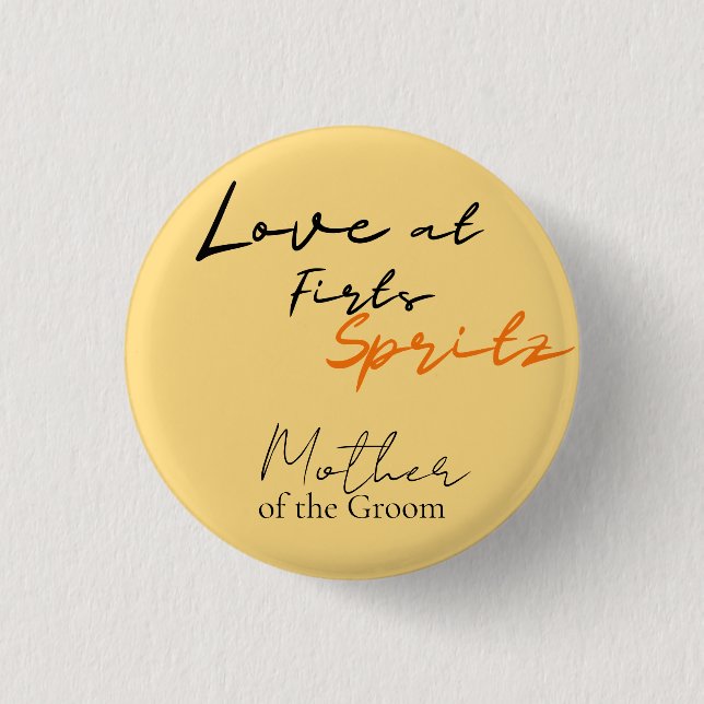 Love At First Spritz Mother Peach Bridal Shower 3 Cm Round Badge (Front)
