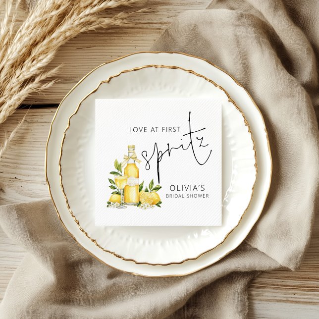 Love at First Spritz Name Bridal Shower Napkin (Creator Uploaded)