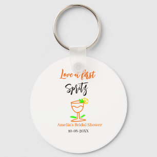 Love at first spritz orange black bridal shower gl key ring