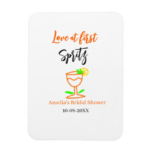 Love at first spritz orange black bridal shower gl magnet