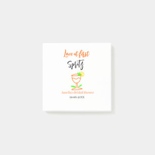 Love at first spritz orange black bridal shower gl post-it notes