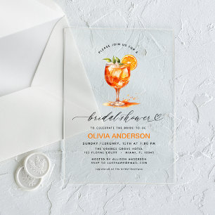 Love at First Spritz Orange Bridal Shower  Acrylic Invitations