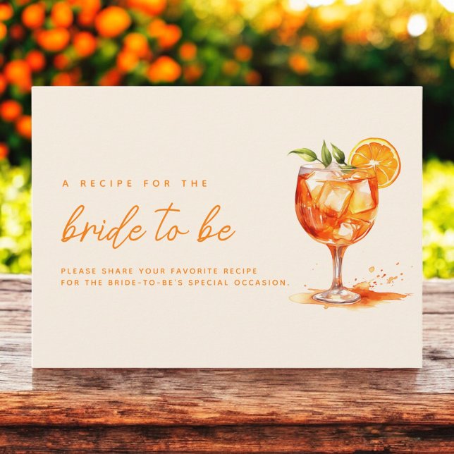 Love at First Spritz Orange Bridal Shower  Enclosure Card (Creator Uploaded)