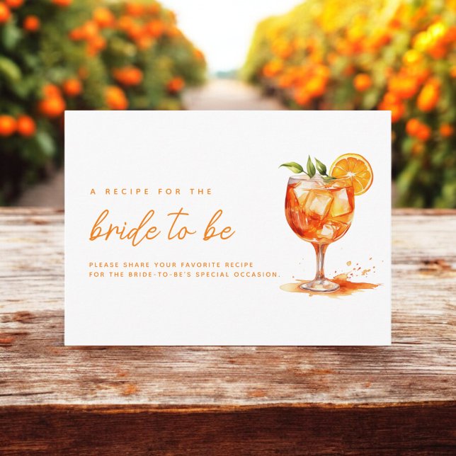 Love at First Spritz Orange Bridal Shower  Enclosure Card (Creator Uploaded)