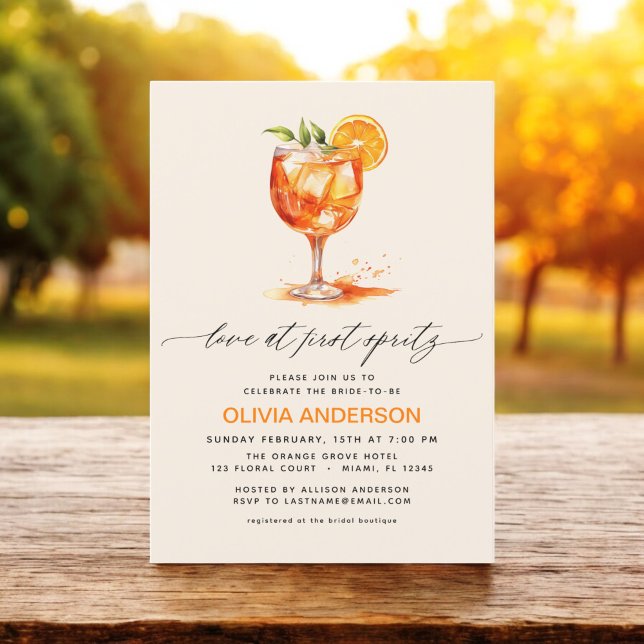Love at First Spritz Orange Bridal Shower  Invitation (Creator Uploaded)