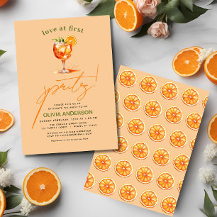 Love at First Spritz Orange Bridal Shower  Invitation