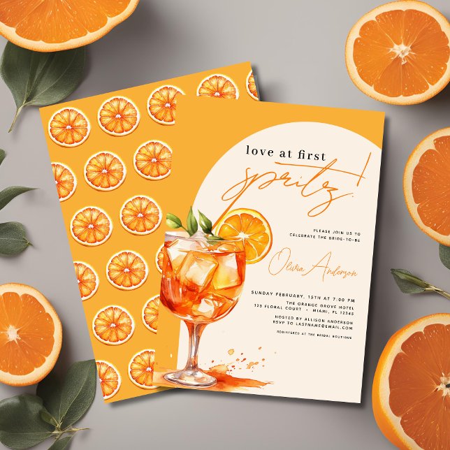 Love at First Spritz Orange Bridal Shower  Invitation (Creator Uploaded)