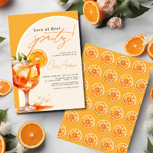 Love at First Spritz Orange Bridal Shower  Invitation