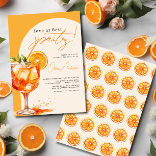 Love at First Spritz Orange Bridal Shower Invitation