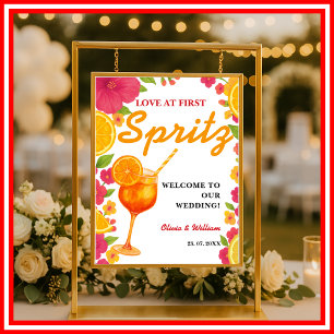 Love at First Spritz   Orange Bridal Shower Sign